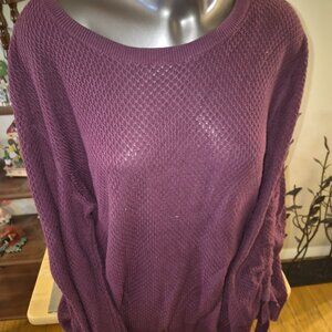 Simply Vera Vera Wang Burgundy Waffle Knit Sweater Size XL